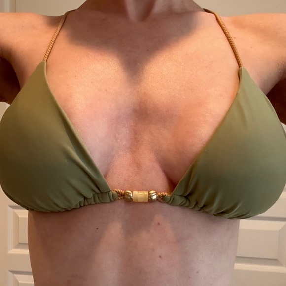 VIX Green Bikini Top and bottom with Beaded Straps - Picture 1 of 5